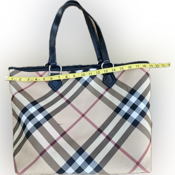 BURBERRY NOVA CHECK Shopper/Footed TOTE🔥HUGE!🔥PVC/Leather w/pouch🔥HOT ITEM!🔥 - Picture 11 of 15